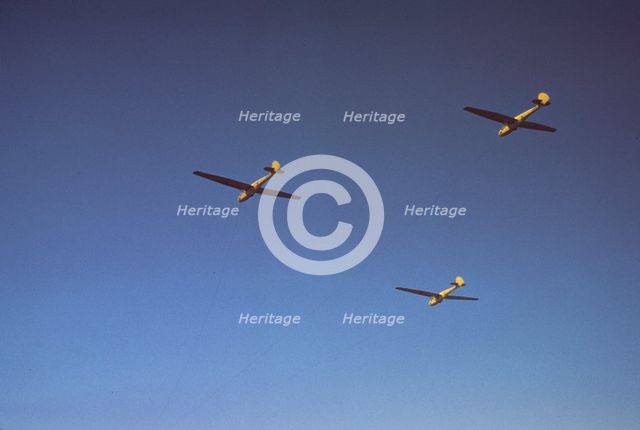 Marine Corps gliders in flight out of Parris Island, S.C., 1942. Creator: Alfred T Palmer.