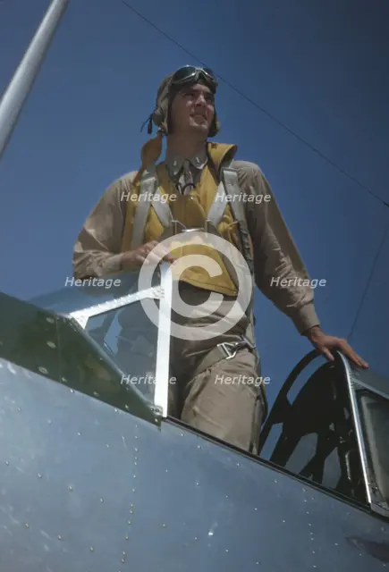 Marine Corps lieutenant studying glider piloting at Page Field, Parris Island, S.C., 1942. Creator: Alfred T Palmer.
