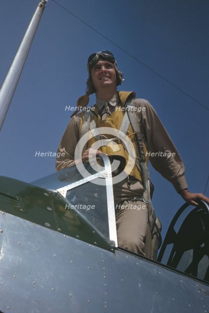 Marine Corps lieutenant studying glider piloting at Page Field, Parris Island, S.C., 1942. Creator: Alfred T Palmer.