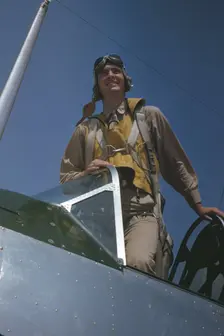 Marine Corps lieutenant studying glider piloting at Page Field, Parris Island, S.C., 1942. Creator: Alfred T Palmer