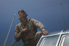Marine Corps lieutenant studying glider piloting at Page Field, Parris Island, S.C., 1942. Creator: Alfred T Palmer