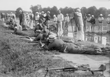Marine Corps Rifle Range, F.D. Roosevelt And F.K. Lane, Firing, 1917. Creator: Harris & Ewing
