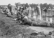 Marine Corps Rifle Range, F.D. Roosevelt And F.K. Lane, Firing, 1917. Creator: Harris & Ewing