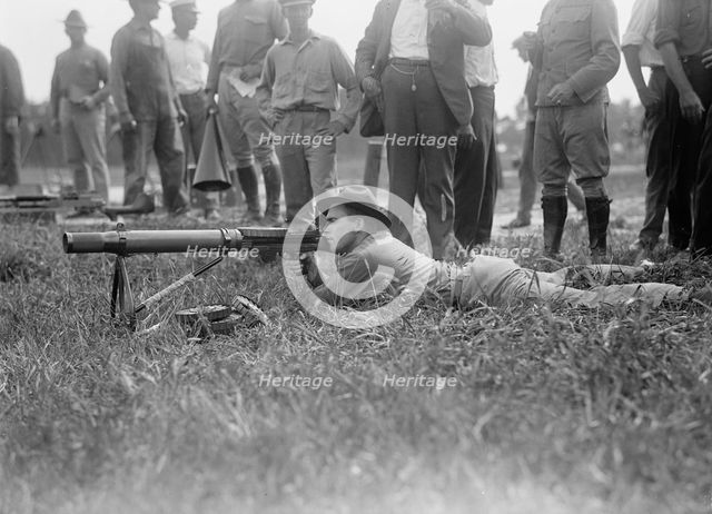 Marine Corps Rifle Range, Lewis Machine Gun Tests, 1917. Creator: Harris & Ewing.