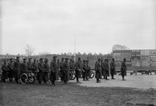 Marine Corps, U.S.N. Machine Gun Unit Demonstration at Ball Park, 1917. Creator: Harris & Ewing