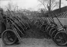 Marine Corps, U.S.N. Machine Gun Unit Demonstration at Ball Park, 1917. Creator: Harris & Ewing