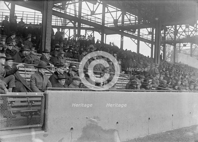 Marine Corps, U.S.N. Machine Gun Unit Demonstration at Ball Park, 1917. Creator: Harris & Ewing.