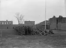 Marine Corps, U.S.N. Machine Gun Unit Demonstration at Ball Park, 1917. Creator: Harris & Ewing