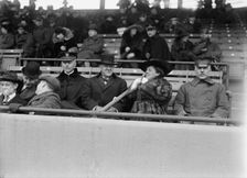Marine Corps, U.S.N. Machine Gun Unit Demonstration at Ball Park - Daniels And Gen. Barnett, 1917. Creator: Harris & Ewing