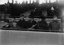 Marine Corps, U.S.N. Machine Gun Unit Demonstration at Ball Park - Daniels And Gen. Barnett, 1917. Creator: Harris & Ewing