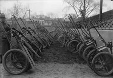 Marine Corps, U.S.N. Machine Gun Unit Demonstration at Ball Park, 1917. Creator: Harris & Ewing