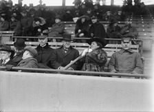 Marine Corps, U.S.N. Machine Gun Unit Demonstration at Ball Park - Daniels And Gen. Barnett, 1917. Creator: Harris & Ewing