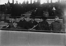 Marine Corps, U.S.N. Machine Gun Unit Demonstration at Ball Park - Daniels And Gen. Barnett, 1917. Creator: Harris & Ewing