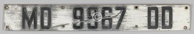 Marine license panel from oyster boat used in Chesapeake Bay, 1957. Creator: G. Haynard.