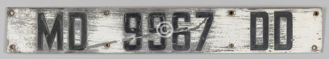 Marine license panel from oyster boat used in Chesapeake Bay, 1957. Creator: G. Haynard.