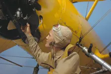 Marine lieutenant by the power towing plane for the gliders at Parris Island, S.C., 1942. Creator: Alfred T Palmer