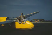 Marine lieutenant, glider pilot in training, ready for...at Page Field, Parris Island, S.C. , 1942. Creator: Alfred T Palmer