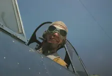 Marine lieutenant, glider pilot in training, ready for...at Page Field, Parris Island, S.C., 1942. Creator: Alfred T Palmer