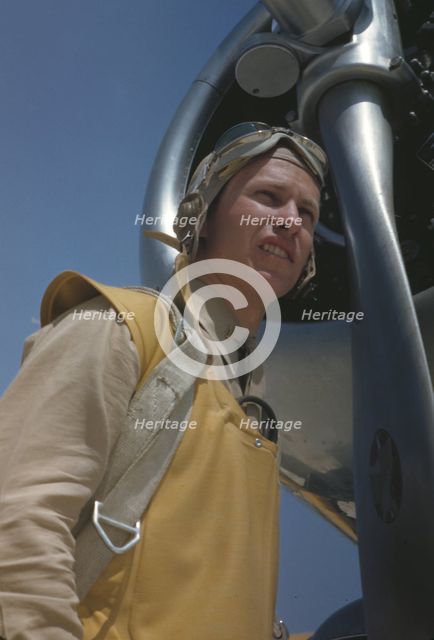 Marine lieutenant, pilot with the power towing plane at page Field, Parris Island, S.C., 1942. Creator: Alfred T Palmer.
