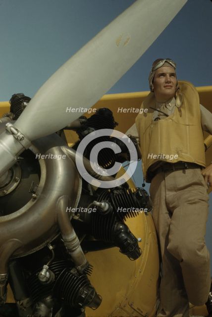 Marine lieutenant, pilot with the power towplane...Page Field, Parris Island, S.C., 1942. Creator: Alfred T Palmer.