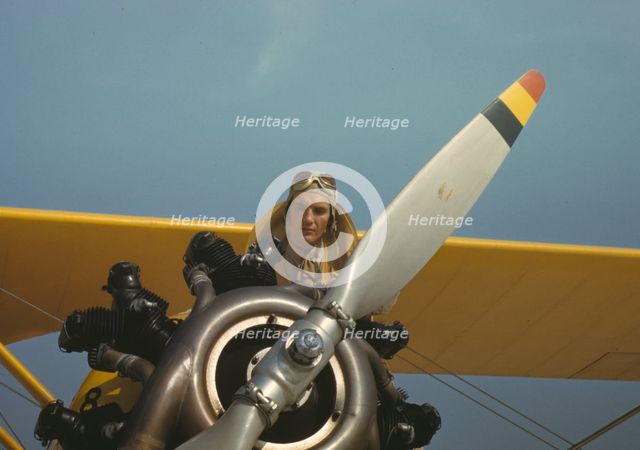 Marine lieutenant with the towing plane for the gliders at Page Field, Parris Island, S.C., 1942. Creator: Alfred T Palmer.