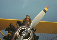 Marine lieutenant with the towing plane for the gliders at Page Field, Parris Island, S.C., 1942. Creator: Alfred T Palmer