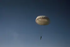 Marine parachuting at Parris Island, S.C., 1942. Creator: Alfred T Palmer