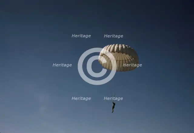 Marine parachuting at Parris Island, S.C., 1942. Creator: Alfred T Palmer.