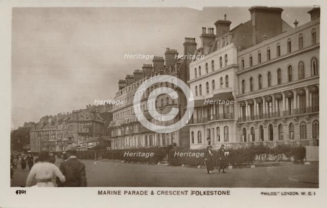 'Marine Parade & Crescent Folkestone', late 19th-early 20th century. Artist: Unknown.