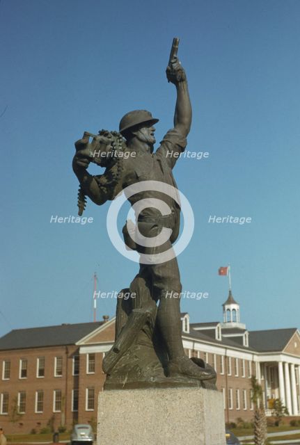 Marine statue at Parris Island, S.C. Statue called "Iron Mike" by recruits. , 1942. Creator: Alfred T Palmer.
