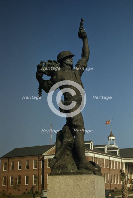 Marine statue at Parris Island, S.C. Statue called "Iron Mike" by recruits. , 1942. Creator: Alfred T Palmer.
