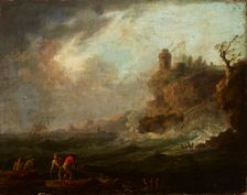 Marine View with a Castle on the Rock, 2nd half of 18th century. Creator: Unknown