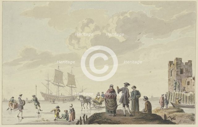 Marine with skaters, 18th century. Creator: Unknown.