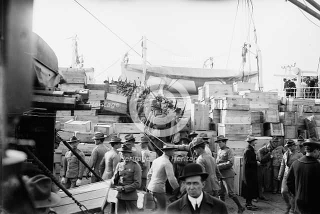Marines board MEADE, 1913. Creator: Bain News Service.