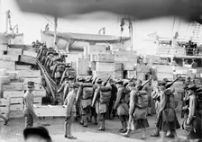 Marines boarding MEADE, 1913. Creator: Bain News Service