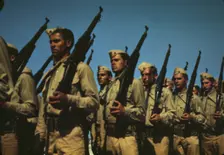 Marines finishing training at Parris Island, S.C., 1942. Creator: Alfred T Palmer