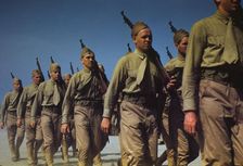 Marines finishing training at Parris Island, S.C., 1942. Creator: Alfred T Palmer