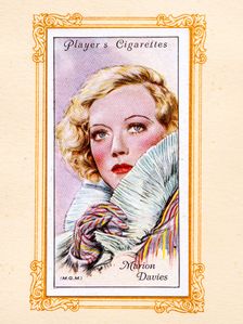 Marion Davies Collectables Picture of movie stars that came with the Players cigarette packet, 1934. Creator: Unknown