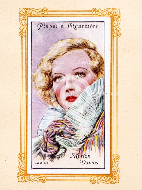Marion Davies Collectables Picture of movie stars that came with the Players cigarette packet, 1934. Creator: Unknown.