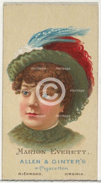 Marion Everett, from World's Beauties, Series 2 (N27) for Allen & Ginter Cigarettes, 1888., 1888. Creator: Allen & Ginter.