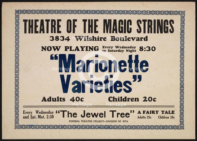 Marionette Varieties, Los Angeles, 1937. Creator: Unknown.