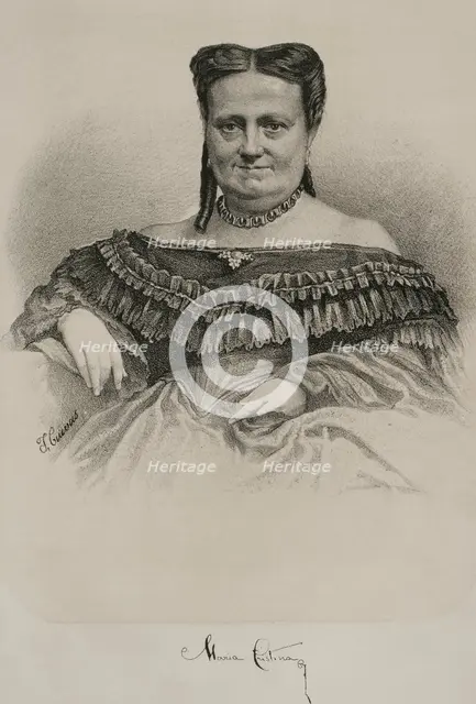 María Cristina de Borbón of the Two Sicilies (1806-1878), Queen of Spain, 1869. Creator: Jose Cuevas.