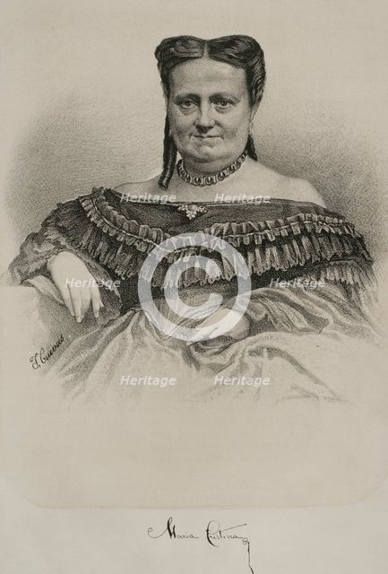 María Cristina de Borbón of the Two Sicilies (1806-1878), Queen of Spain, 1869. Creator: Jose Cuevas.