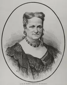 María Cristina de Borbón of the Two Sicilies (1806-1878), Queen consort of Spain, 1878. Creators: Félix Badillo, Arturo Carretero y Sánchez