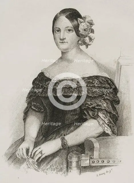 María Cristina de Borbón Dos Sicilias, (1806-1878), Queen consort of Spain by her marriage..., 1842. Creator: Jose Gomez.