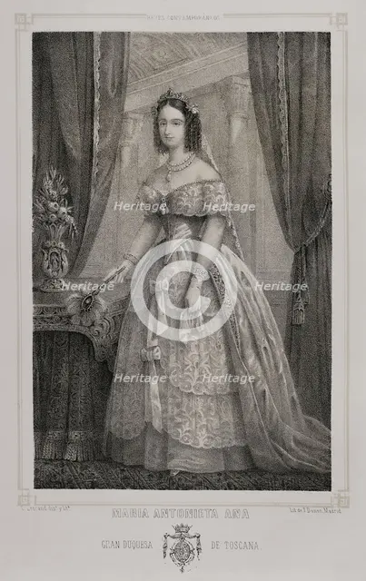 Maria Antonia of the Two Sicilies, (1814-1898), Grand Duchess consort of Tuscany (1833-1859), 1852. Creator: Julio Donón.