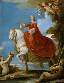 Maria Anna of Neuburg, Queen of Spain, on Horseback, between 1693 and 1694. Creator: Luca Giordano