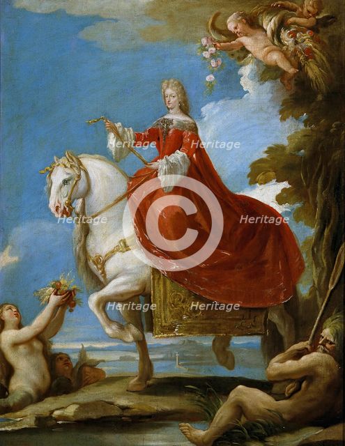 Maria Anna of Neuburg, Queen of Spain, on Horseback, between 1693 and 1694. Creator: Luca Giordano.