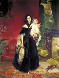 Maria Arkadyevna (Stolypina) Beck (1819-1889) with her Daughter, 1840. Creator: Briullov, Karl Pavlovich (1799-1852)