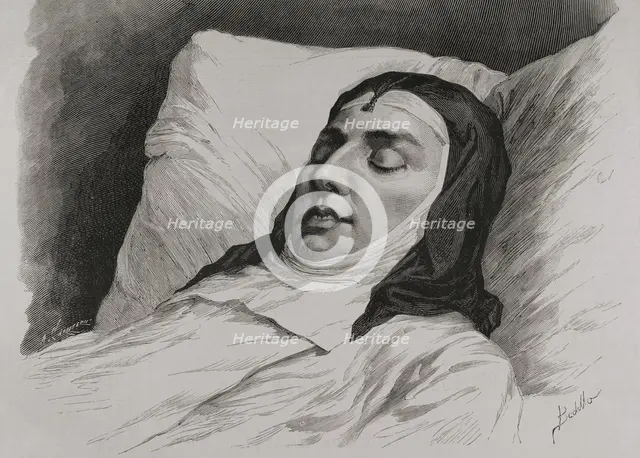 María de las Mercedes of Orleans in her mortuary bed, 1878.  Creator: Arturo Carretero y Sánchez.